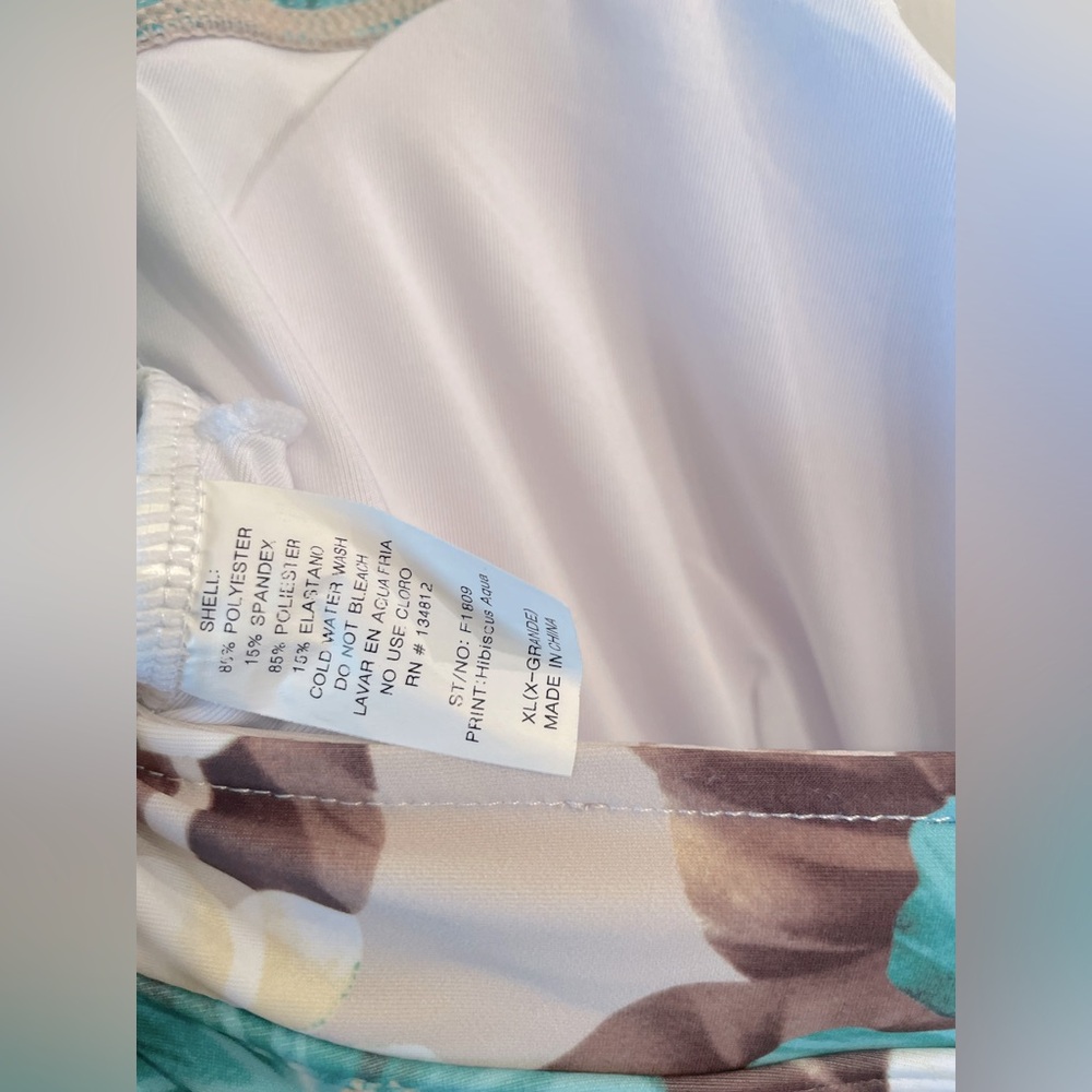 Marina West aqua hibiscus swimsuit, size XL - Picture 3 of 4